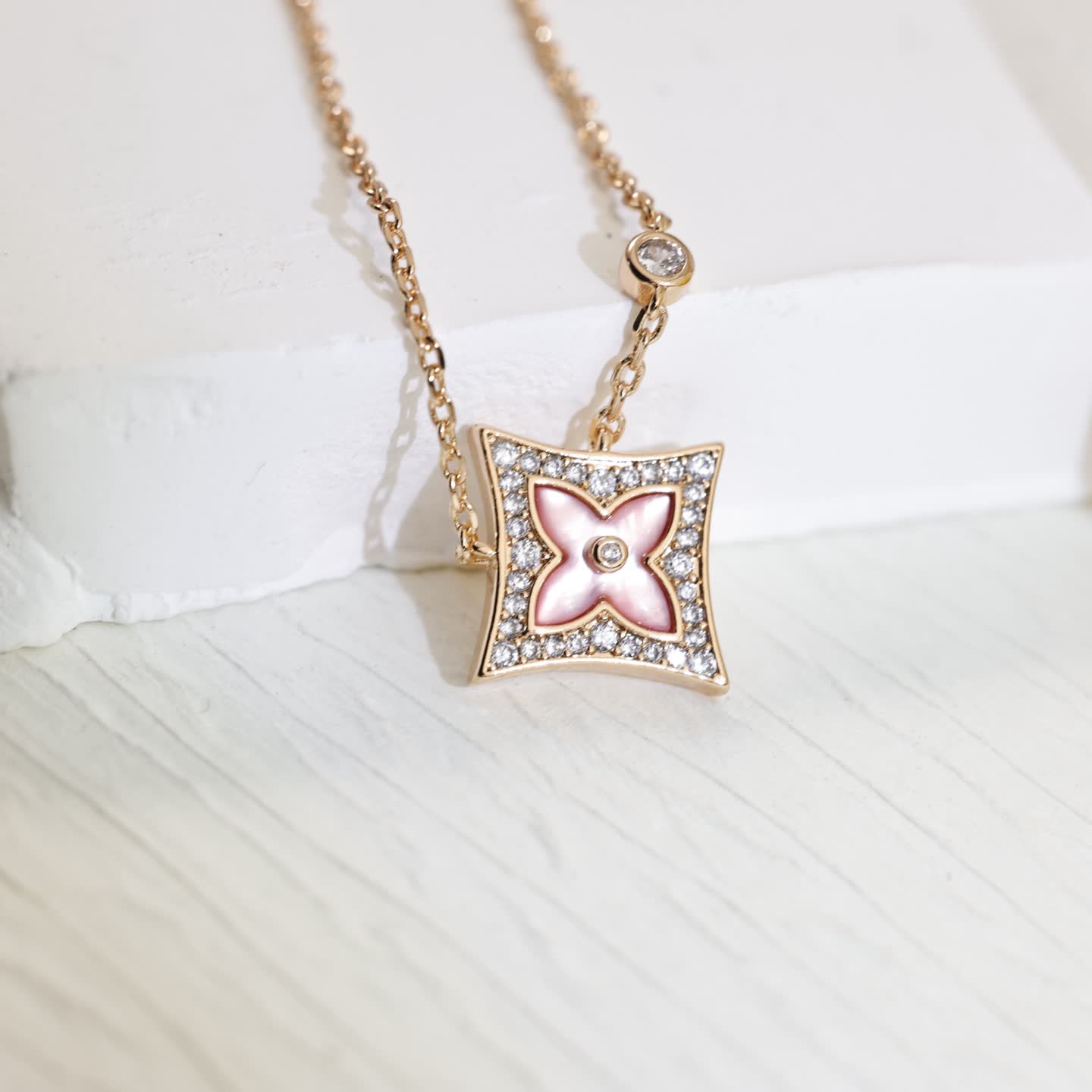Louis Vuitton Pink Flower Diamond Necklace